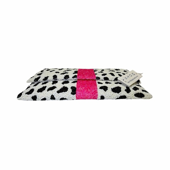 Moyna Hand-Beaded Leopard Clutch with Chain Strap